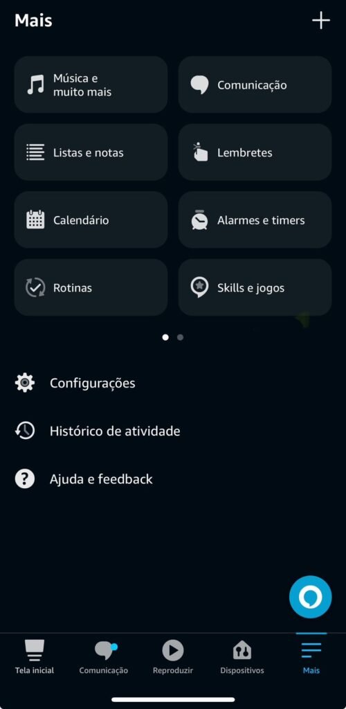 Botão Mais App Alexa - Iphone