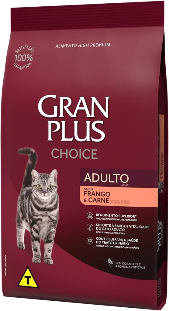 GranPlus Choice - Ração para Gatos Adultos Frango e Carne, 10.1 kg (Pacote de 1), Roxo