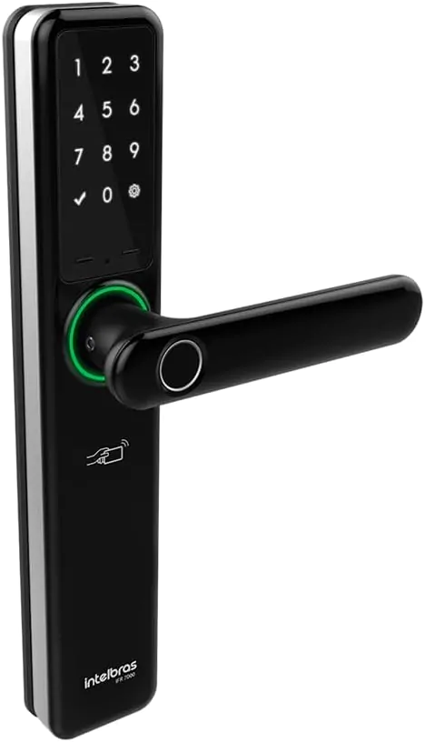 Fechadura Inteligente Smart de Embutir com Maçaneta e Biometria IZY IFR 7000 Preta Intelbras