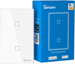 Interruptor Inteligente SONOFF, TX T2-2C Interruptor Touch Inteligente, Wi-Fi & Rf 433 Mhz, Painel de Vidro Temperado, Funciona com Alexa e Google Home