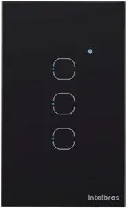 Interruptor Touch Inteligente Compatível Com Alexa Com 3 Teclas EWS 1003 Preto Intelbras