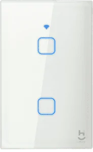 Hi By Geonav Interruptor Inteligente Wi-Fi para iluminação, 2 botões, Vidro Temperado, HIINT2C, Branco