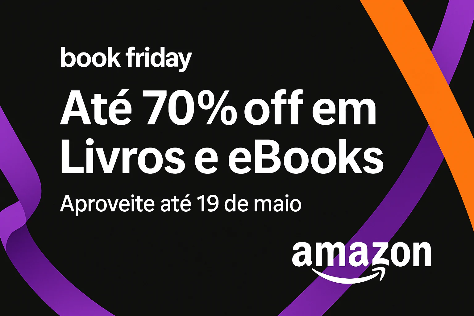 Banner promocional da Amazon com até 70% de desconto em livros e eBooks